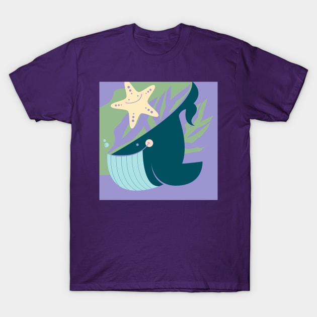 Happy Whale and Starfish T-Shirt by ilaamen